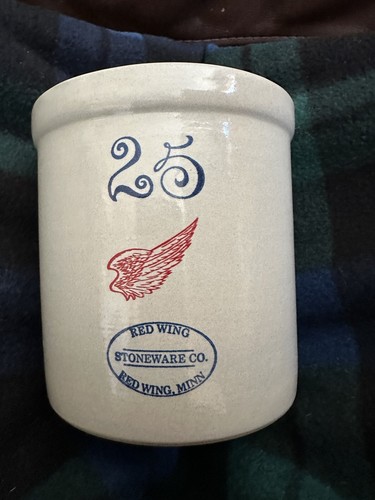 Vintage Red Wing Stoneware Souvenir Mini 25 Gallon Crock With Advertising