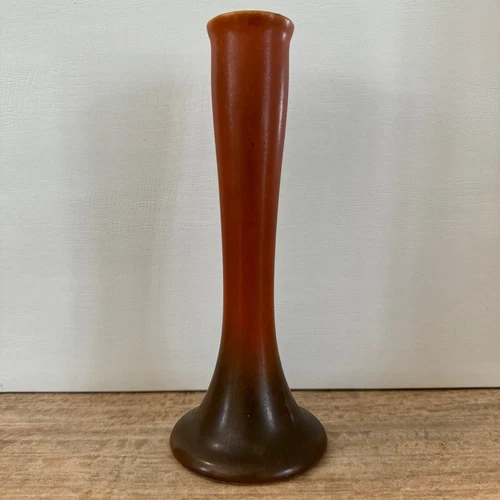 Roseville Rosecraft Burnt Orange 1920 Art Deco Pottery Bud Vase