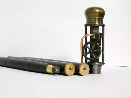 Collectible Walking Cane Stick With Working Steam Engine Model Brass Steampunk - Picture 10 of 10