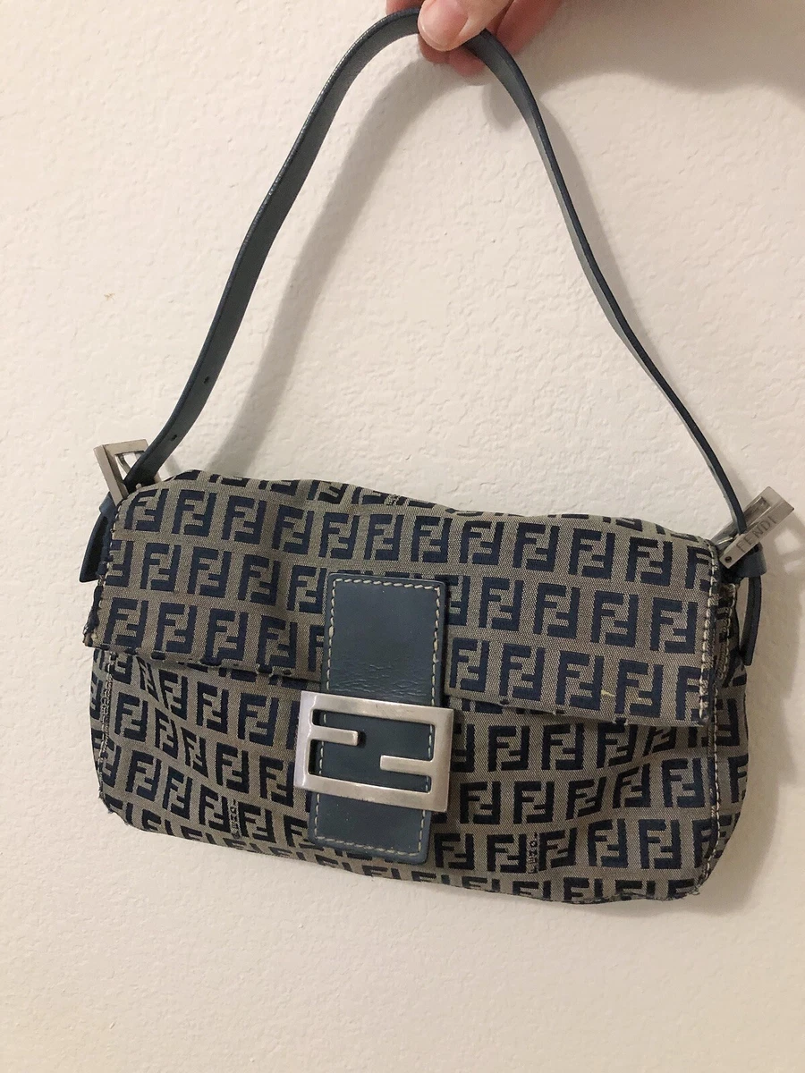 FENDI Zucca Baguette in Navy - More Than You Can Imagine