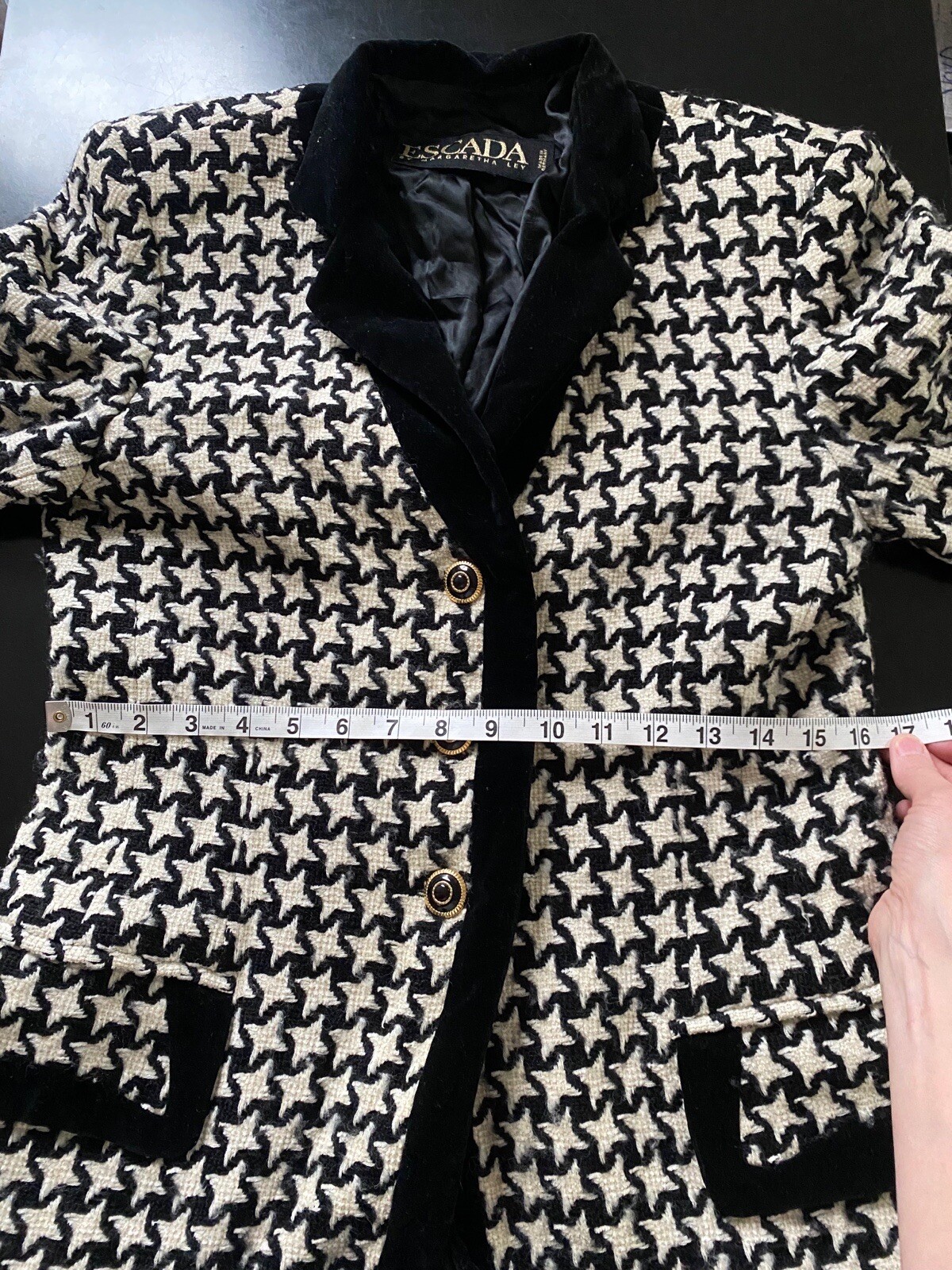 Vintage ESCADA black and white houndstooth blazer - image 7