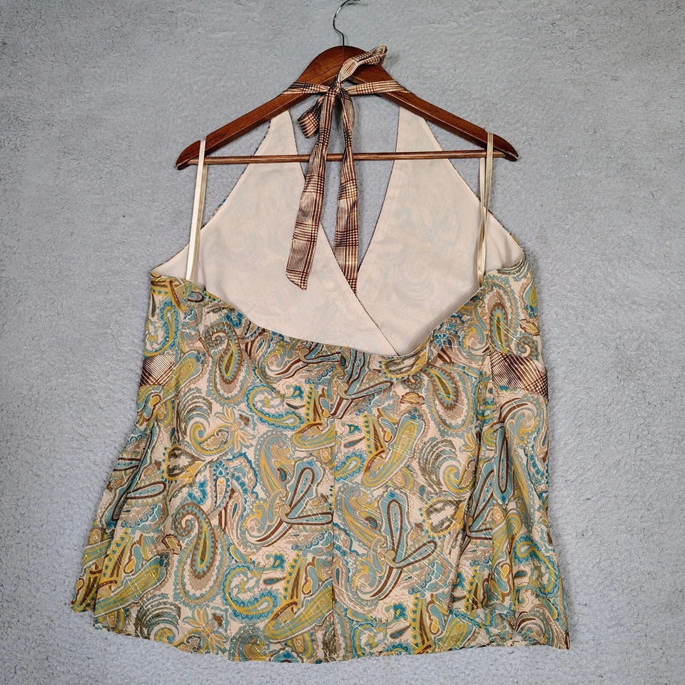 Blusa Lane Bryant Top Mujer 20 Marrón Cachemira Cuello Halter Y2K Retro Boho Nueva con Etiquetas Foto 2 de 4