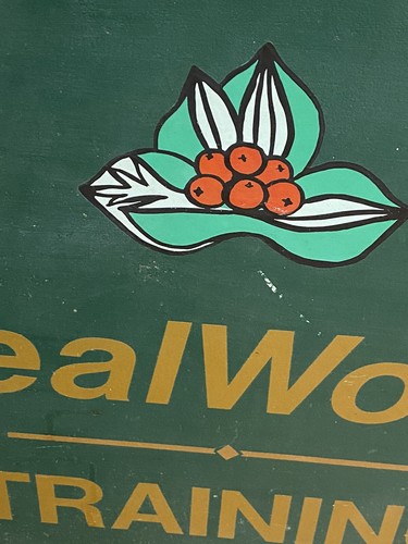 Vintage REAL WORLD, TRAINING CENTER Wood Sign 23.75 x 23.75 & Thick 1 1/2" - Picture 10 of 16