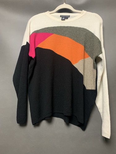 Peace of Cloth Color Block 100% Cashmere Sweater Boxy Oversized, Women's Medium - Picture 3 of 9