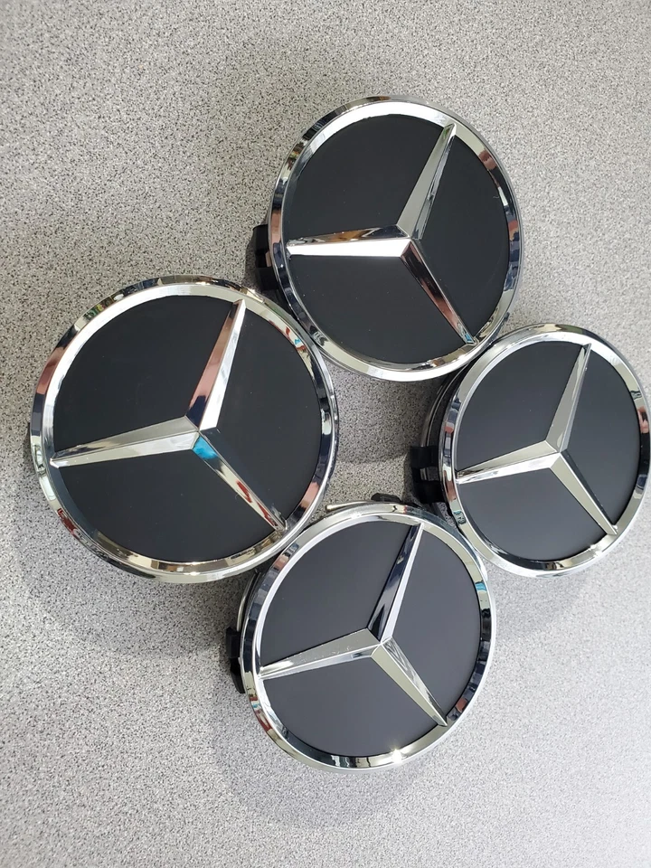 Set of 4 75MM Wheel Center Rim Caps Hubcaps for Mercedes-Benz Matte Black Star - Image 4 of 4