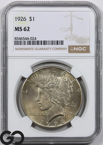1926 Peace Dollar, NGC MS-62 ** Cartwheel Luster Beneath A Light Tan Toning!