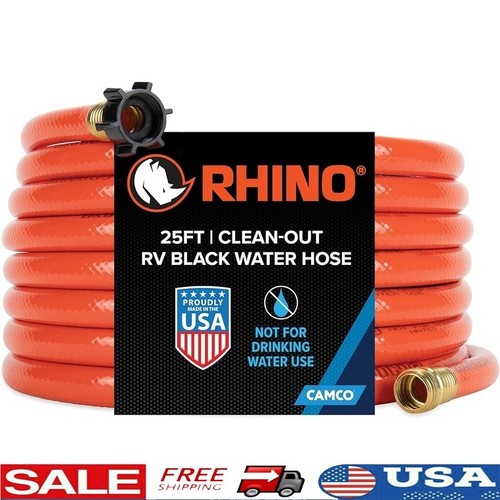 RV Sanitation Hose 25ft Heavy Duty Clean Out Waste Hose Grey Water Tanks New - Picture 1 of 7