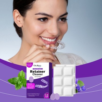 Denture Cleaner Tablets Purple Removes Plaque and Odor for Dentures
