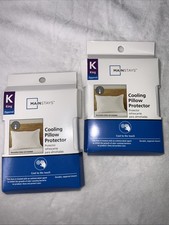 2x Mainstays King Cooling Pillow Protector Zippered Antimicrobial Arctic White