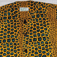 DFD Ghana African Print Tunic - Yellow Honeycomb Ankara - Ethically Made -MEDIUM