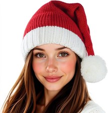 Santa Hat Christmas Xmas Adult Women Men Washable Fade-restant Knitted...
