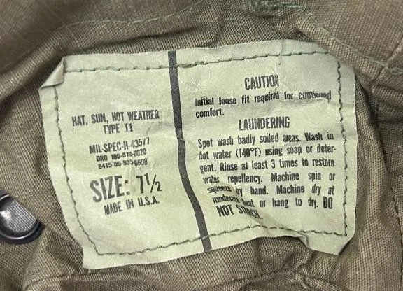 DE COLECCIÓN MIL SPEC BOONIE SOMBRERO CAZA/PESCA SOMBRA GORRA TIPO II TALLA 7 1/2 ~ USADO EN EXCELENTE ESTADO Foto 4 de 4