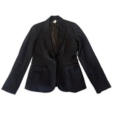 J. Crew 100 Virgin Wool Black Blazer One Button Corpcore Preppy Size Women's 2