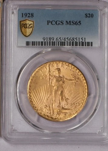 1928 Gold St. Gaudens Double Eagle $20 PCGS MS65
