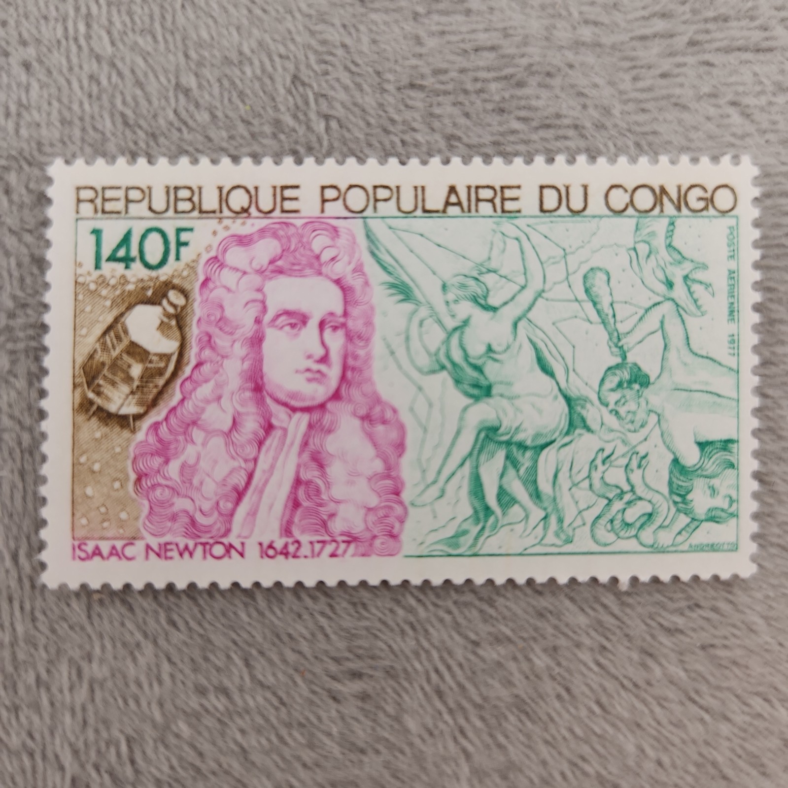 1977 Congo Isaac Newton 250th Anniv. Stamp 140F MNH Science History 🪐