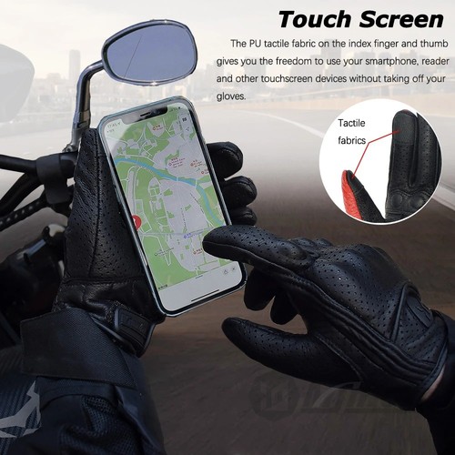 Motorradhandschuhe Retro Perforat Leder Motorrad Atmungsaktiv Moto Handschuhe - Bild 6 von 9