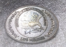 North American Hunting Club Life Member Belt Buckle Oval Leaves Good Usable