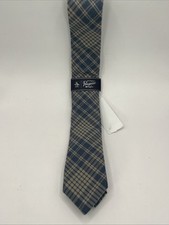 Original Penguin Skinny Necktie 100 Cotton Light Blue Gray Plaid NEW 55