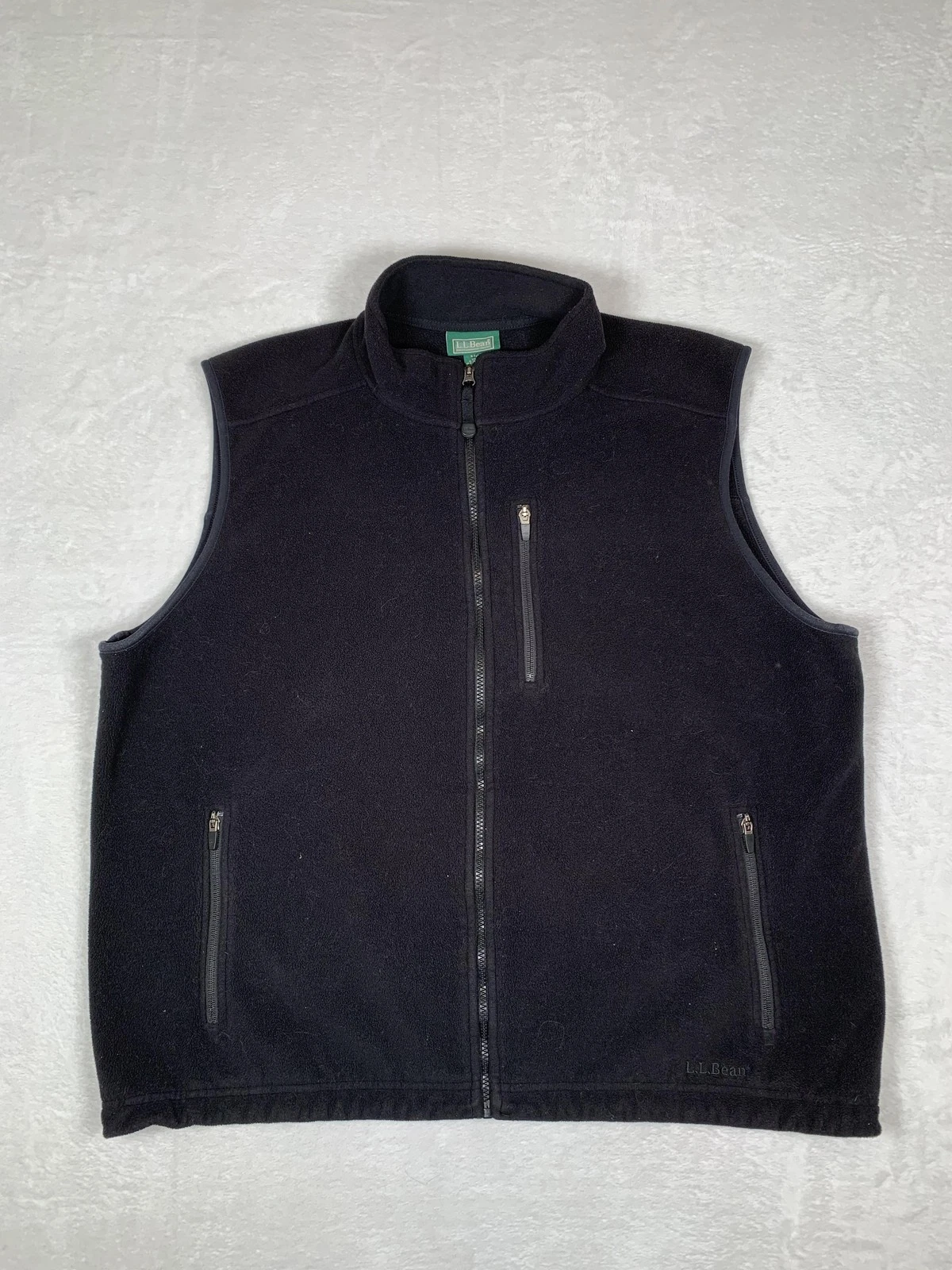 L.L.Bean Vest Mens 2XL Black Polartec Fleece Full Zip Hiking Outdoor