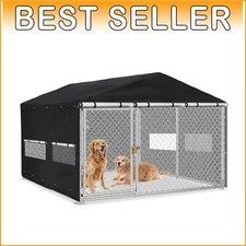 Premium 10' x 10' Outdoor Kennel Cover - Waterproof  Breathable with PVC Window
