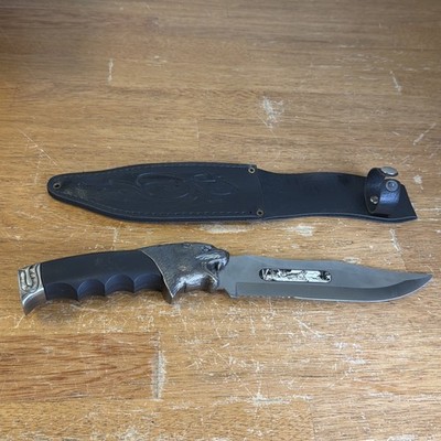 tiger handle and design straight knife stainless steel With Case 