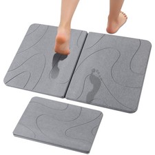 Stone Bath Mat, Foldable Non-Slip Stone Bath Mats for Bathroom 24"x16", Absor...