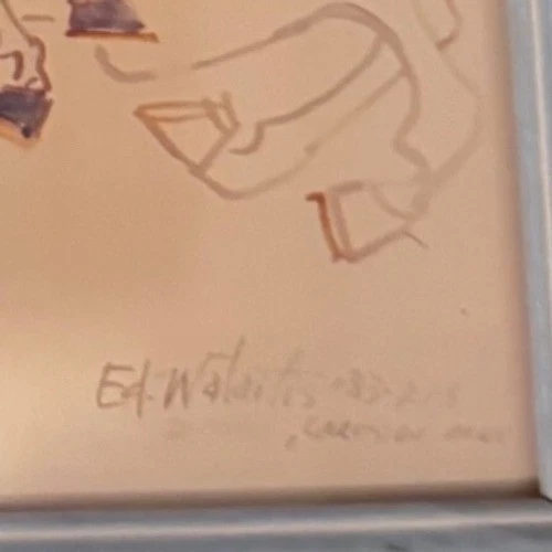 Ed Walaitis Carrusel Caballos Enmarcado Acuarela Original Firmado Decoración Pared 1983 Foto 2 de 4