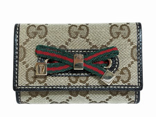 GUCCI Princy 162770 Key holder 6-row Beige Brown Gold Hardware GG canvas Auth