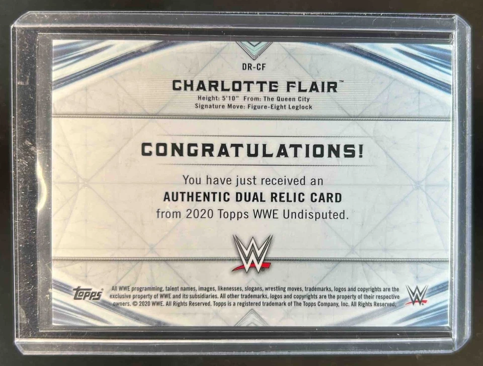 2020 Topps WWE Undisputed Charlotte Flair Dual Relics Mat Shirt #13/99 - Image 2 of 2
