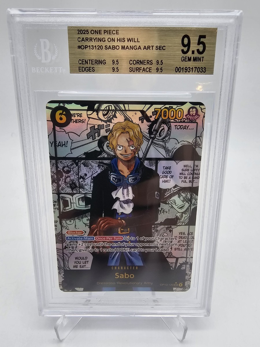 BGS 9.5 GEM MINT One Piece Sabo Manga Rare OP13-120 - Carrying On