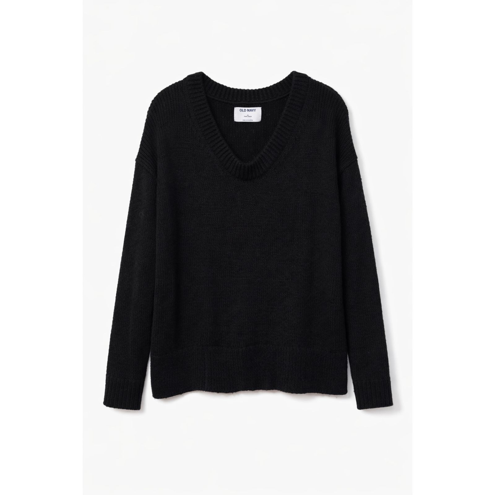 Old Navy Black Chunky Knit Sweater M Tunic Cotton Minimalist Cozy Capsule Norm