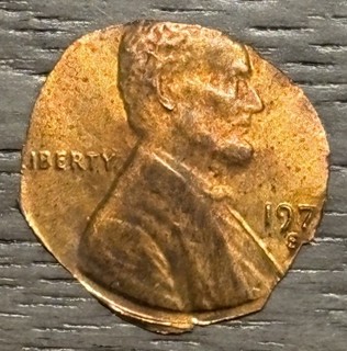 Detached Lamination Fragment 197? S US Lincoln Penny Coin Error