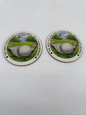 Vintage Pam Marker 1998 Cork Coaster Set of 2 Best Golfer Good Driver PoorMemory