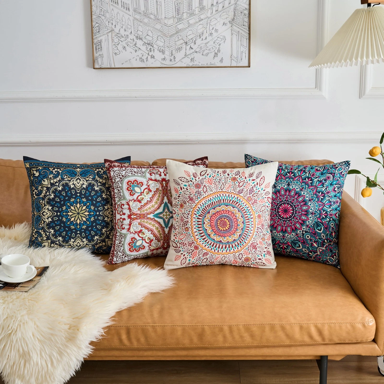 GV DUOKE Boho Throw Pillow Covers 18" x (Pack of 4), Bohemian Medley
