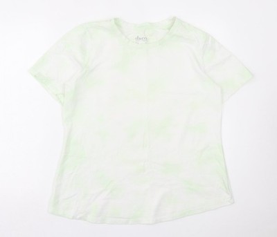 d&co Damen grünes geometrisches Polyester Basic T-Shirt Größe L Rundhalsausschnitt