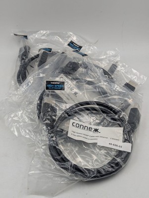 High Speed HDMI Cable with Ethernet 3 Ft 30 AWG, New Lot of 5 Cables