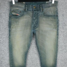 DIESEL MEN'S JEANS W30 L32 TEPPHAR 0602S_STRETCH BLUE DISTRESSED DENIM SLIM 602S