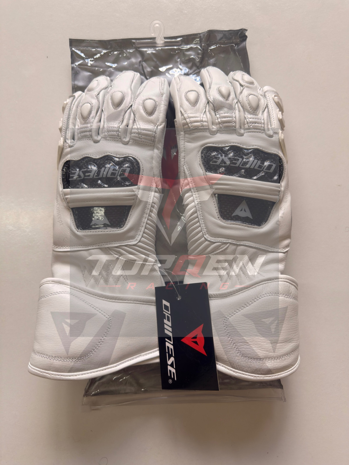 Dainese Druid 3 Inspired  Racing White Leather Gloves- All Sizes Available-CE
