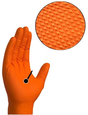1000 10 x box Orange Diamond Nitrile Disposabl Gloves Strong Heavy Duty Mechanic