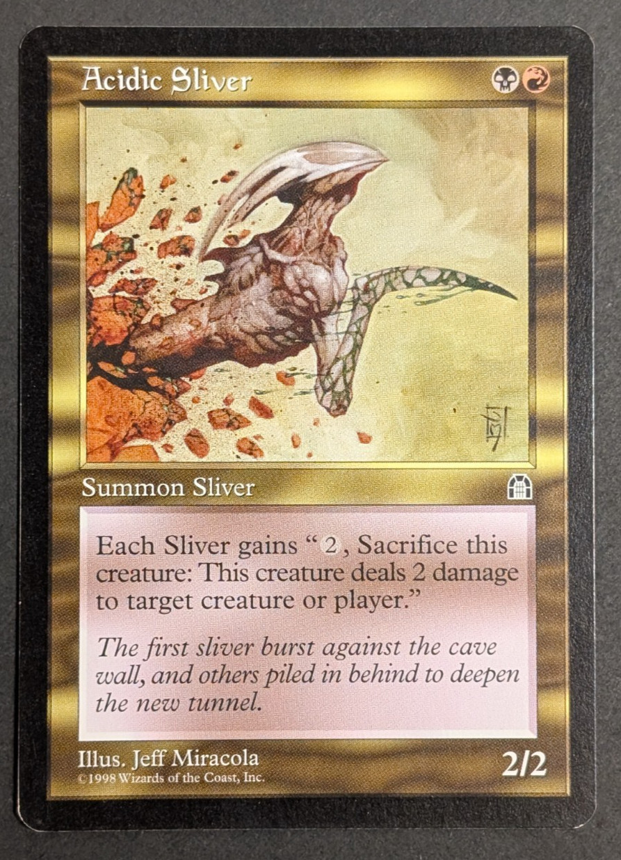MTG Card - 1x Acidic Sliver - Stronghold - NM/LP  Vintage - Magic The Gathering