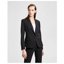 Theory Gabe B Black Wool Blend Blazer 10 Tailored Career Chic Office Minimalist