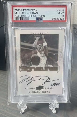 2013 UD All-Time Greats Michael Jordan /45 PSA 9 AUTO Beautiful Autograph Pop 2