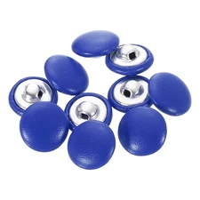 10pcs PU Leather Covered Button 15mm Aluminum Shank Round Button, Blue