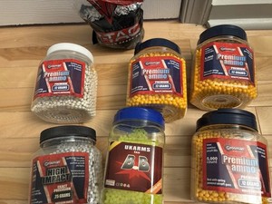 Assorted Containers Of Plastic Airsoft BBS