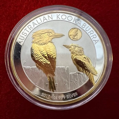 1 Troy OZ .999 Silver 2017 Kookaburra Coi w/ Shark Privy & 24K Gilding by SFS