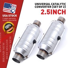 Pair 2 2.5 Universal Catalytic Converter High Flow Stainless Steel T409 Usa