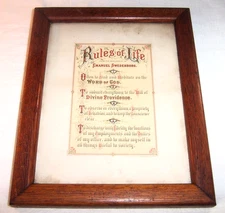 1800s Emanuel Swedenborg Lithograph with Antique Oak Frame for 7" x 9" Picture