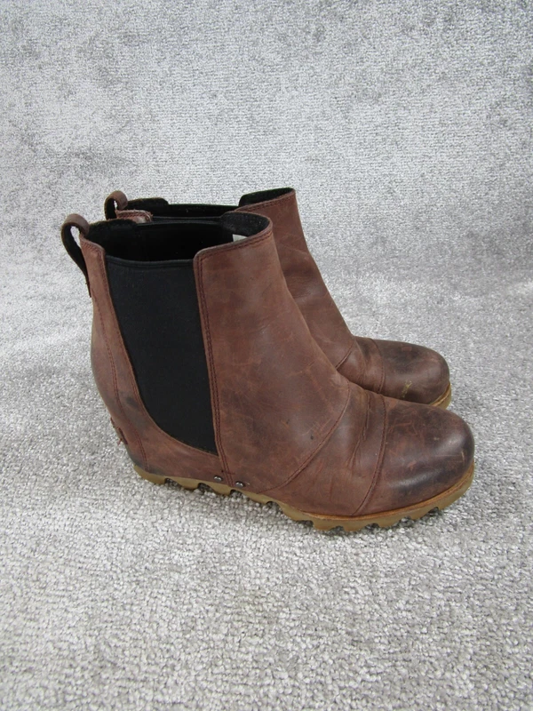 sorel lea wedge leather chelsea booties boots