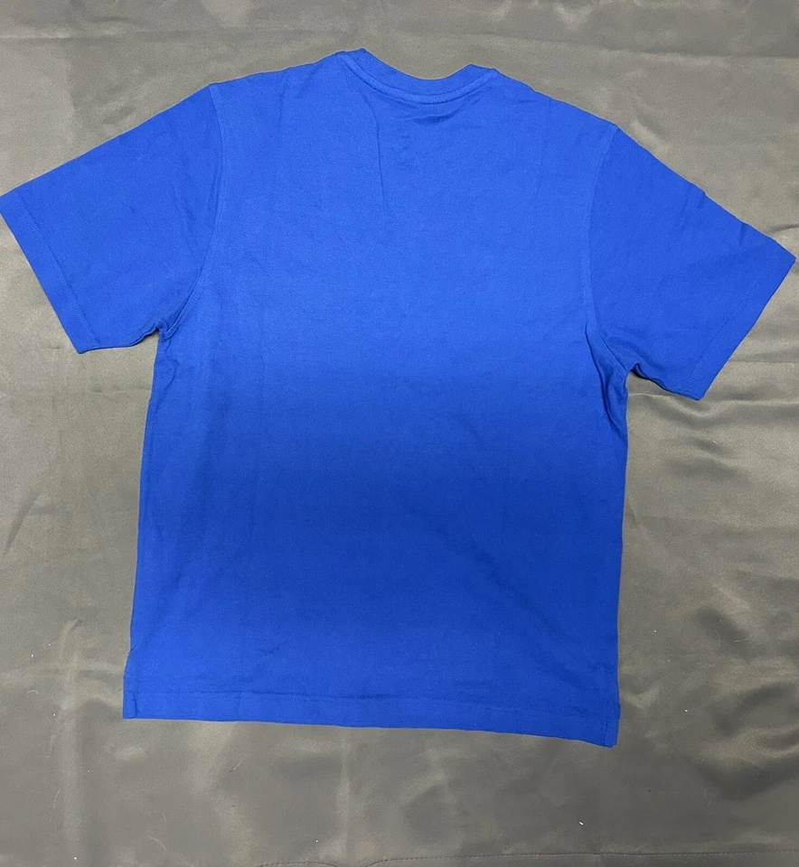 Camisa Polo Apple Genuina Para Hombre Mediana Azul Blanca Manga Corta Algodón Foto 3 de 4