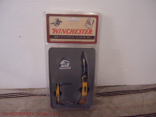 Winchester 2005 Limited Edition Yellow Boy Pocket Knife Set - NEW FACTORY SEALED - Picture 1 of 2